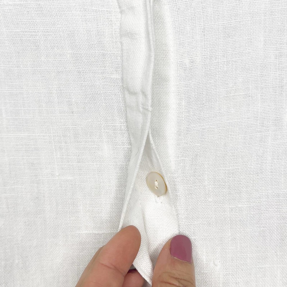 CHICO'S Linen Short Sleeve Button Front Shirt Womens - Picture 5 of 8